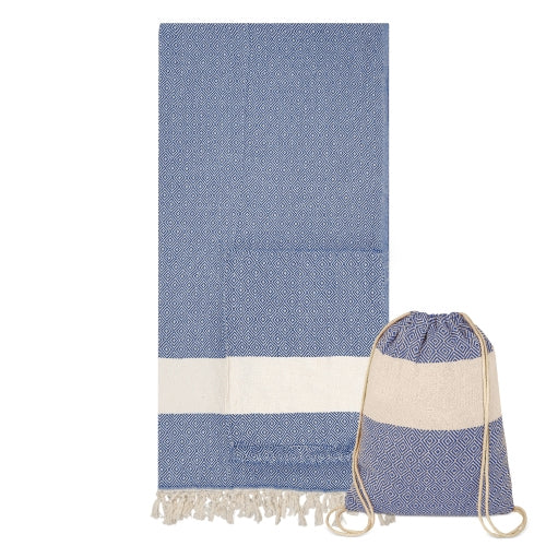 Paréo serviette sac à dos bleu