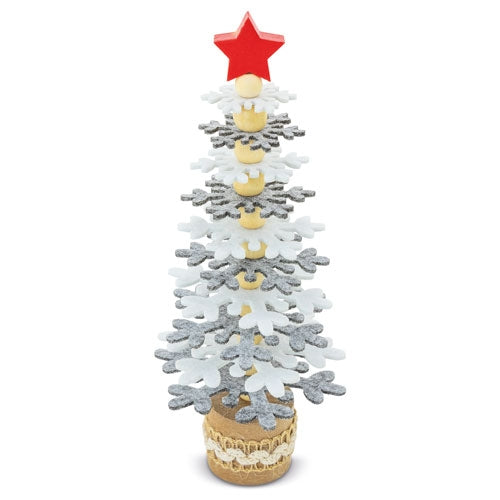 Kleiner Weihnachtsbaum aus Rpet und Recyclingholz in Grau