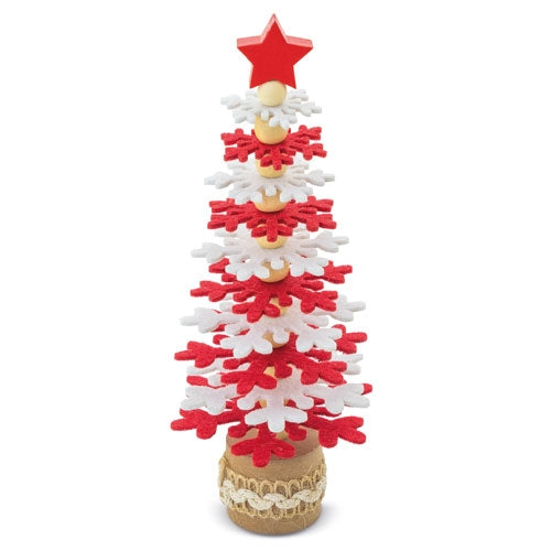 Roter Weihnachtsbaum aus recyceltem PET und Holz