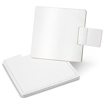 Miroir de poche en acier blanc
