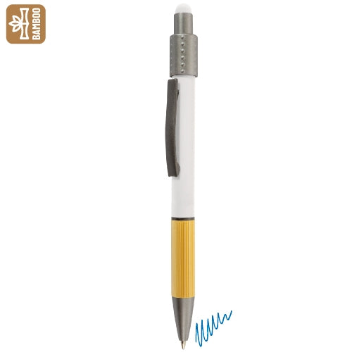 Stylo anti-stress rotatif tactile blanc