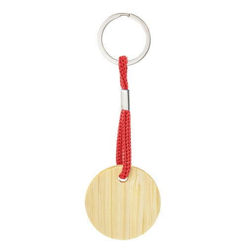 Porte-clés rond en bambou rouge
