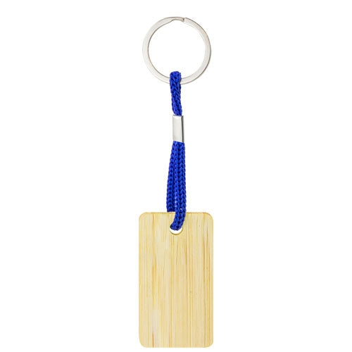 Llavero De Bambú Rectangular Azul