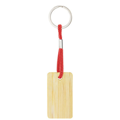 Llavero Bambú Rectangular Rojo