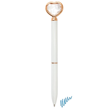 Bolígrafo Corazón Diamante Blanco Dorado