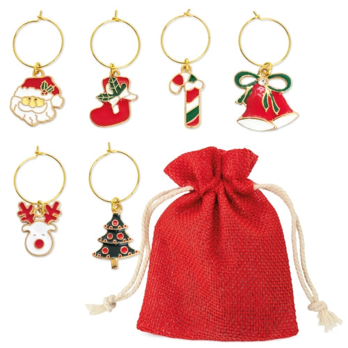 SET MIT 6 WEIHNACHTSRINGEN FÜR "TOAST"-GLÄSER