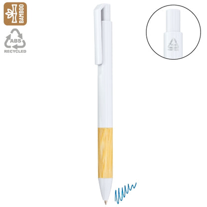 Bolígrafo Blanco con Grip Bambú