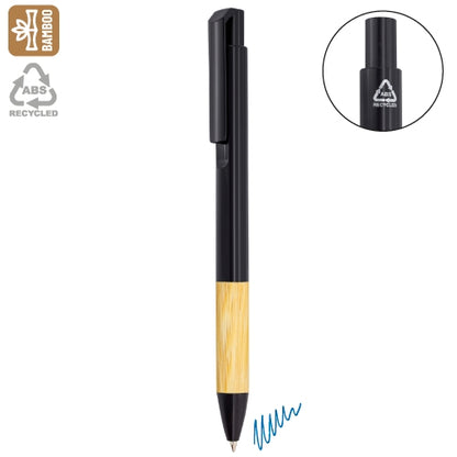 Bolígrafo Bambú y ABS Reciclado Negro