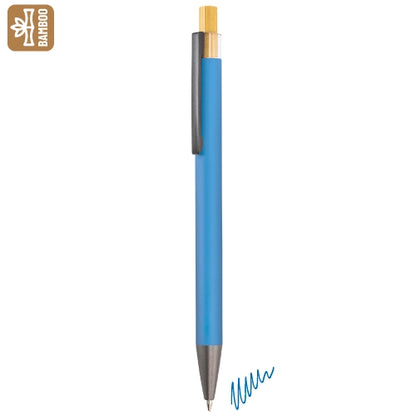 Bolígrafo Aluminio Bambú Azul