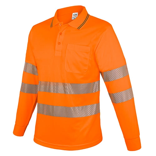 LANGÄRMLIGES POLOSHIRT MIT TASCHE UND REFLEKTIERENDEN STREIFEN „QVO“