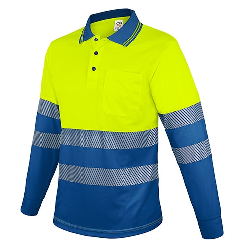 LANGÄRMLIGES POLOSHIRT MIT TASCHE UND REFLEKTIERENDEN STREIFEN „QVO“