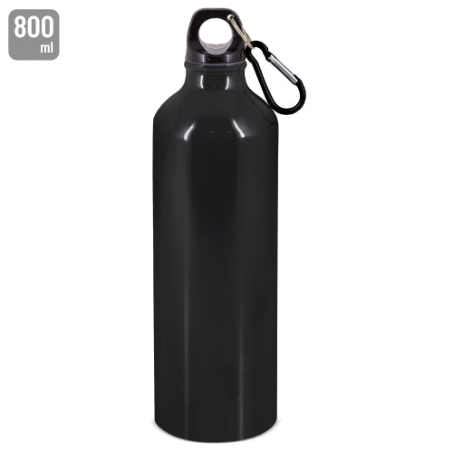 Botella De Aluminio Con Mosqueton 800 Ml. Negro