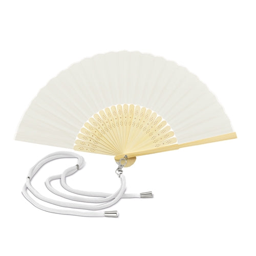 Abanico Bambú Tela Blanco
