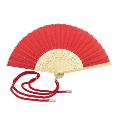 Abanico Bambú Tela Rojo