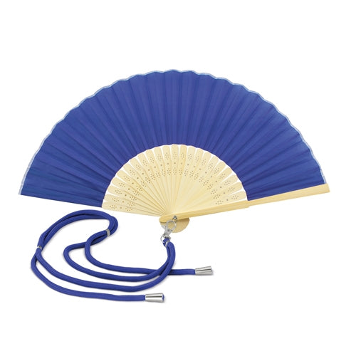 Abanico Bambú Tela Azul