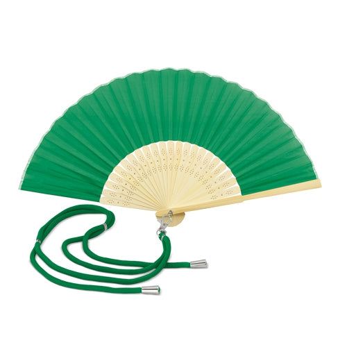 Abanico Bambú Tela Verde
