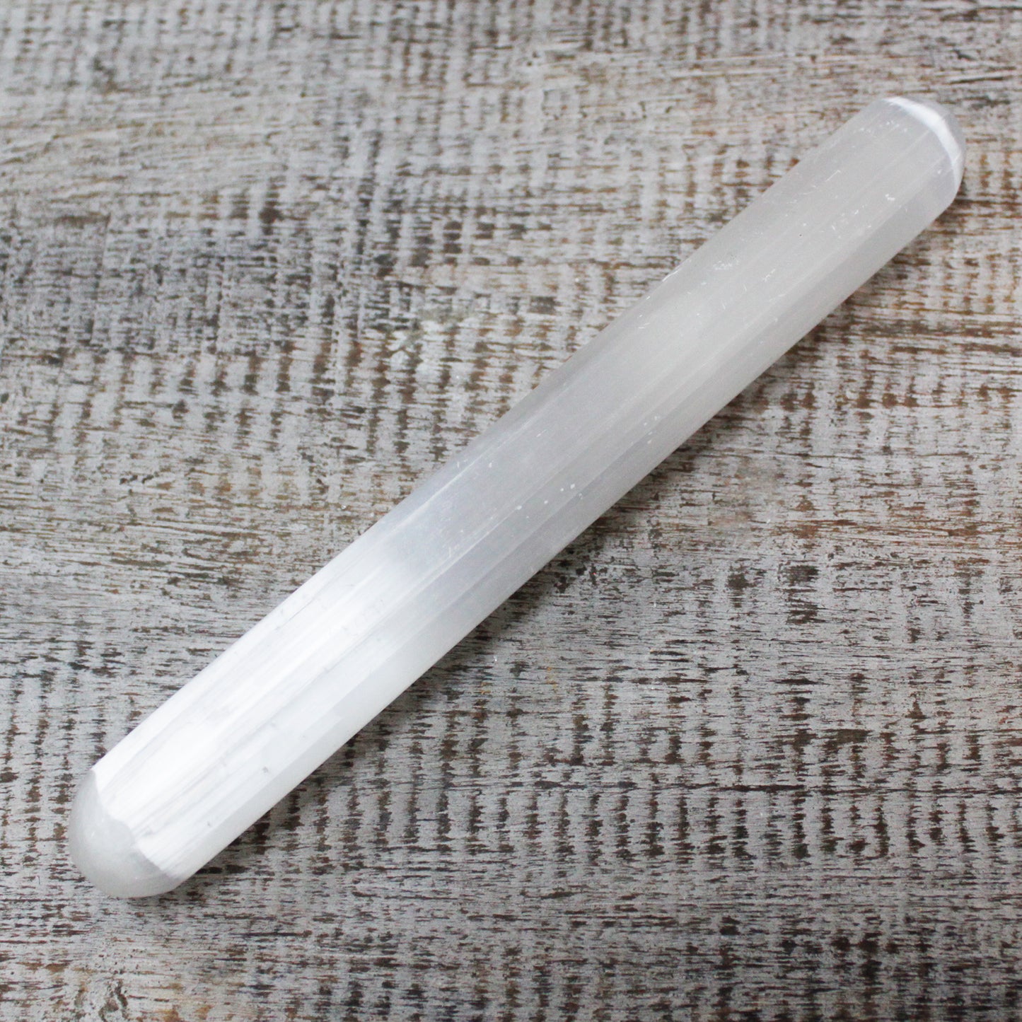 Selenitstab – 16 cm (beide Enden abgerundet)