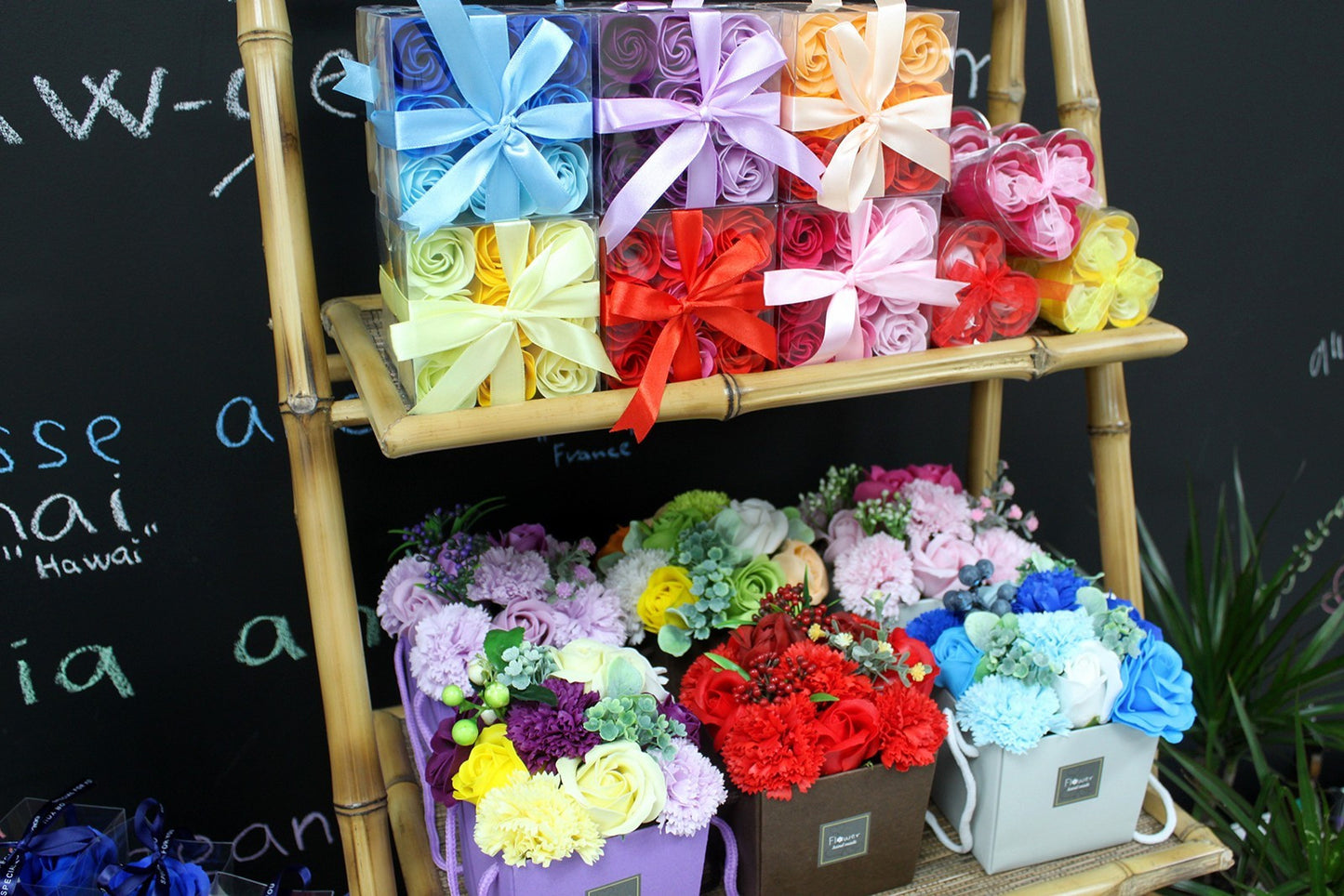 3er Set Seifenblumen Herzbox - Rote Rosen