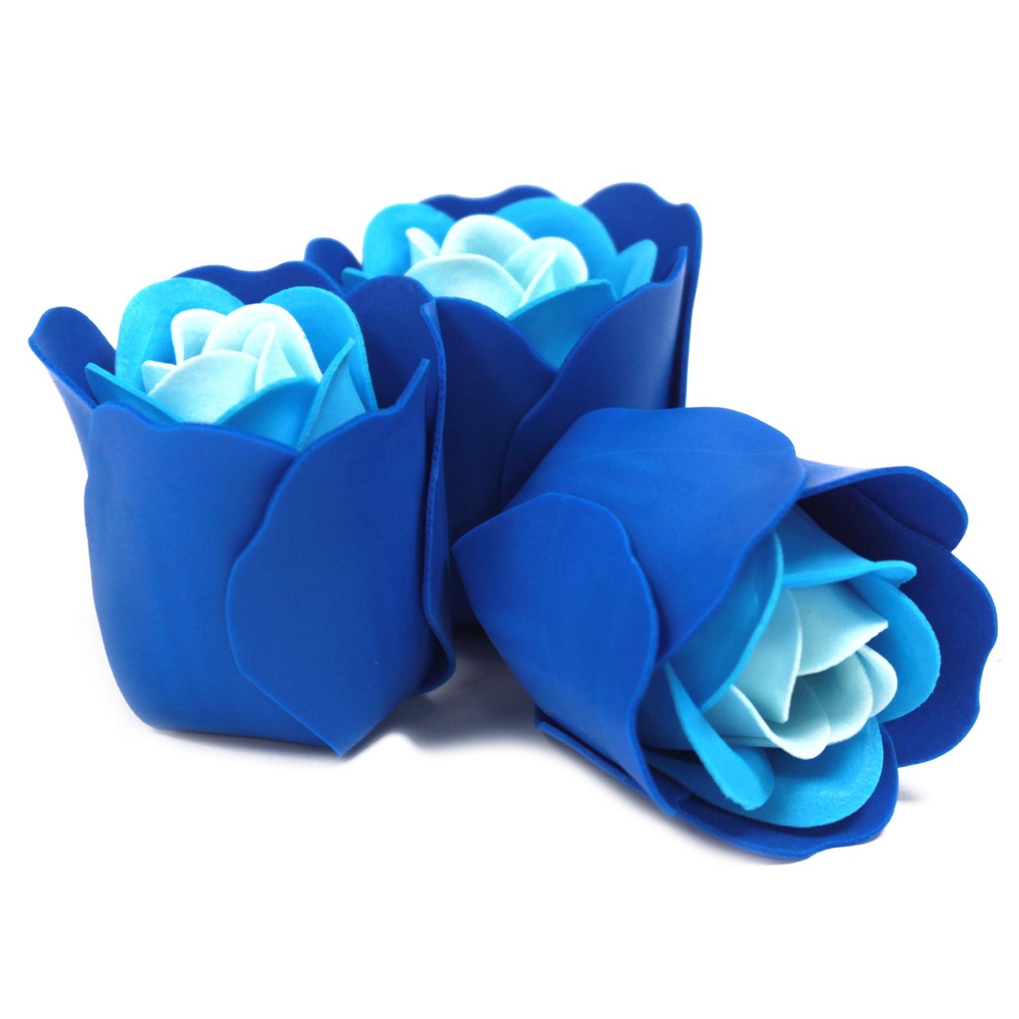 3er Set Seifenblumen Herzbox - Blaue Rosen