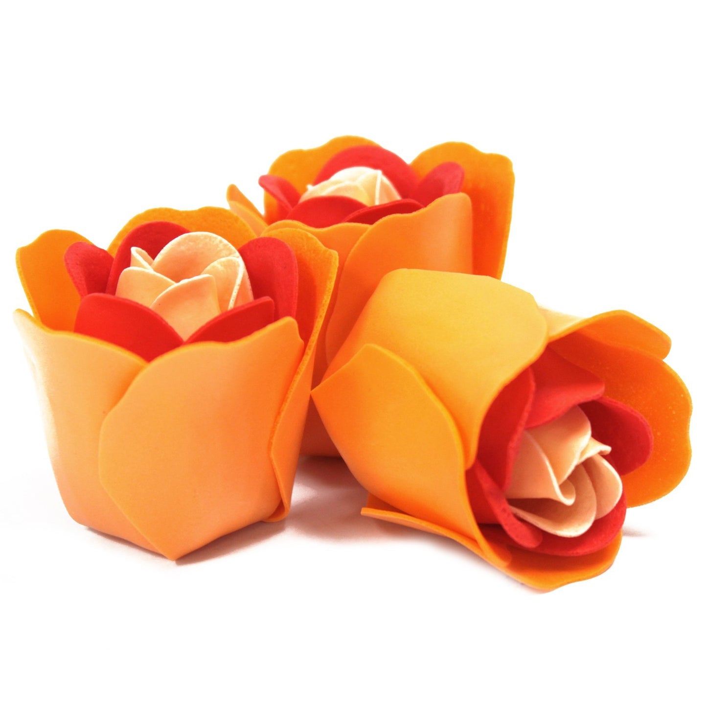 3er-Set Seifenblumen in Herzbox - Pfirsichrosen