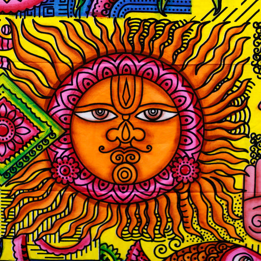Wandkunst aus Baumwolle – Sonne
