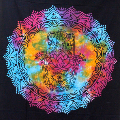 Doppelte Baumwollsteppdecke – Schwarze Hamsa