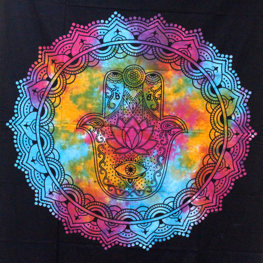 Doppelte Baumwollsteppdecke – Schwarze Hamsa