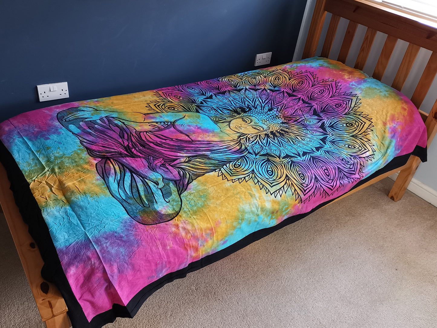 Einzelsteppdecke aus Baumwolle – Friedlicher Buddha