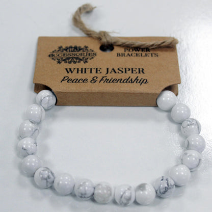 Brazalete de Energía Jaspe Blanco 8mm