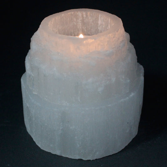 Kerzenständer aus Hochgebirgsselenit - 8 cm