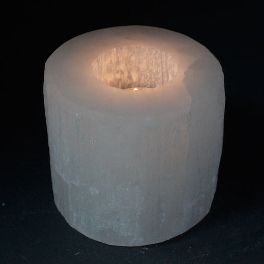 Selenit-Zylinderkerzenhalter - 8 cm