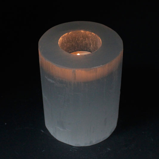 Selenit-Zylinderkerzenhalter - 10 cm