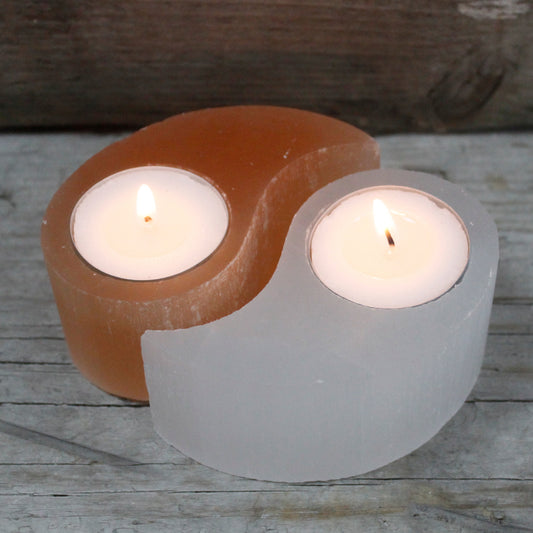 Selenit-Yin-Yang-Kerzenständer