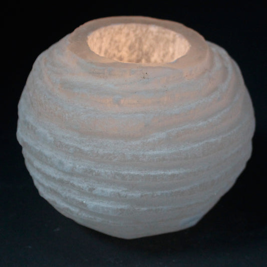 Selenit-Schneeball-Kerzenhalter - 8 cm