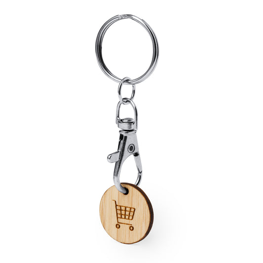 Llavero Moneda Bambú con Carro Compra