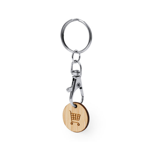 Llavero Moneda Bambú con Carro Compra