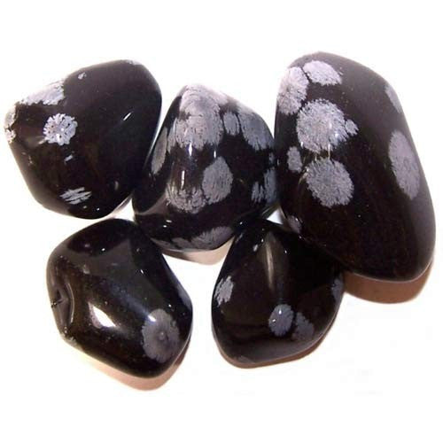 24 x L Trommelsteine ​​- Schneeflockenobsidian