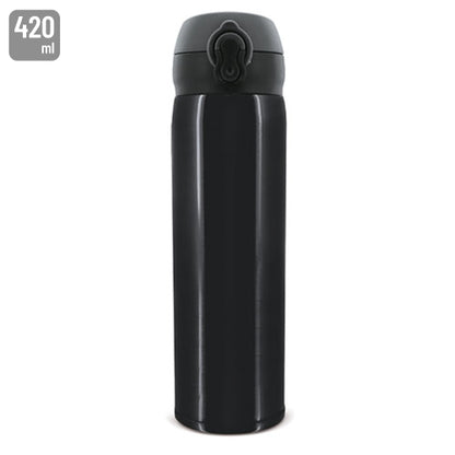 Termo Acero Inoxidable 420 ml Negro con Cierre Seguridad