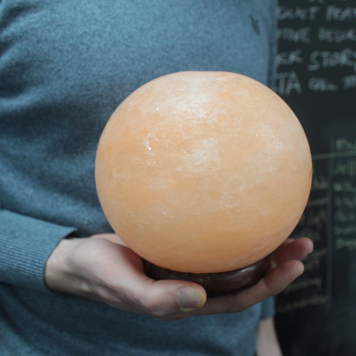 Lampe boule de sel - Base en bois