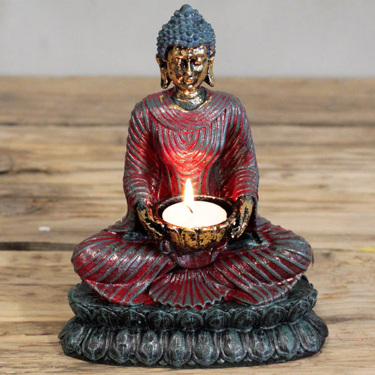 Antiker Buddha - hingebungsvoller Kerzenständer