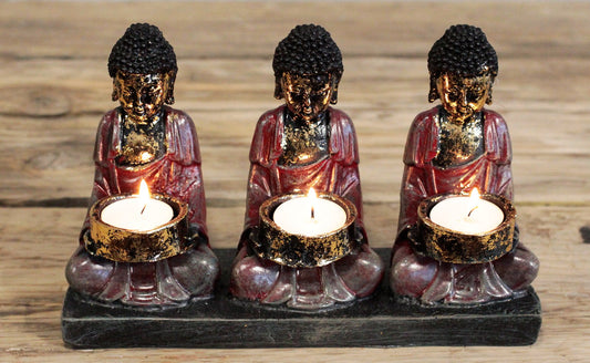 Antiker Buddha - Kerzenhalter der drei Anhänger