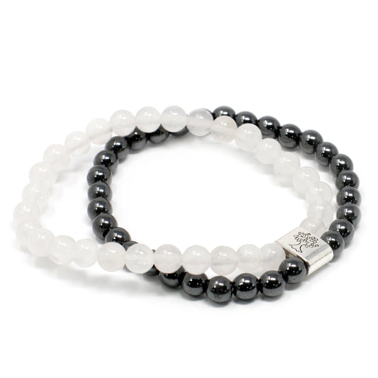 Magnetisches Edelsteinarmband - Weißer Quarz