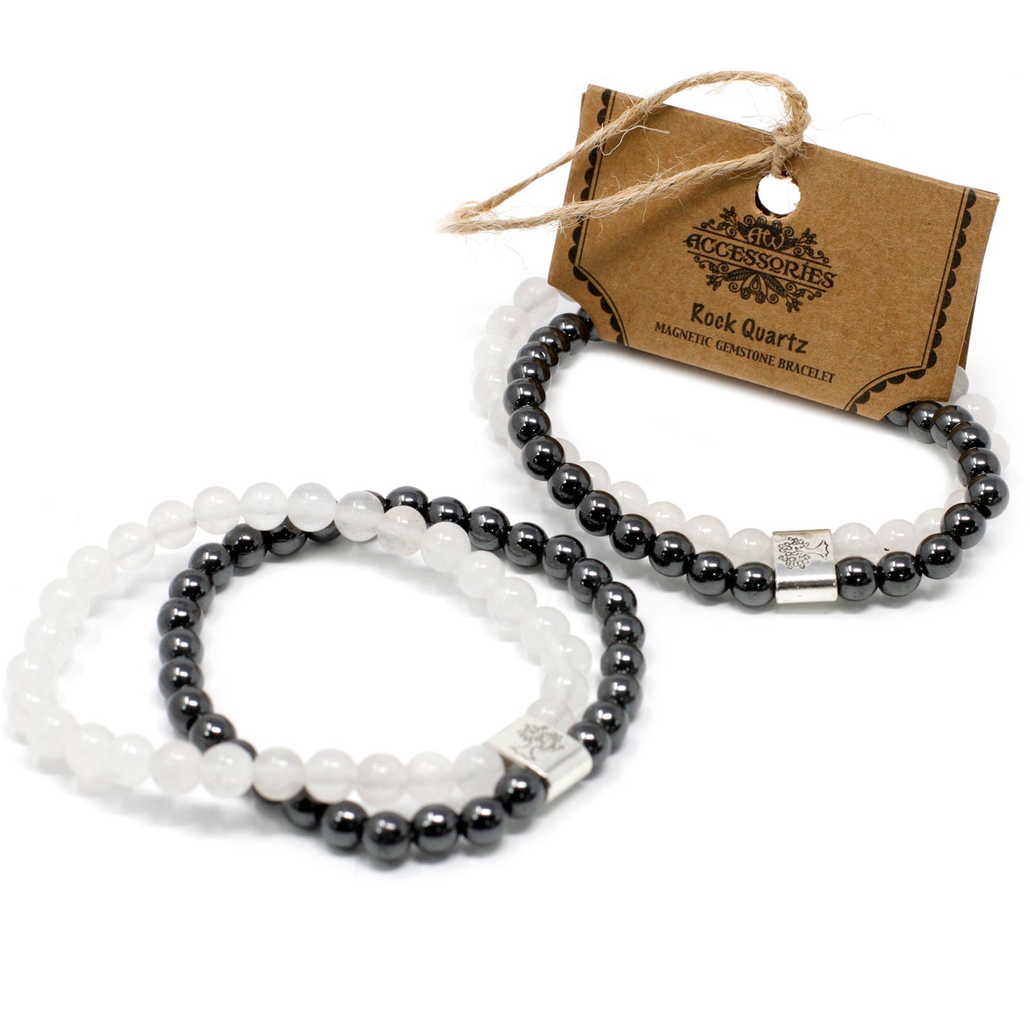Magnetisches Edelsteinarmband - Weißer Quarz