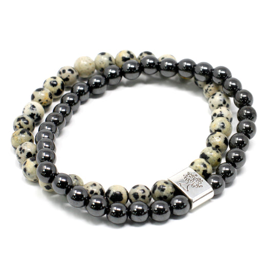 Magnetisches Edelsteinarmband - Dalmatinerjaspis
