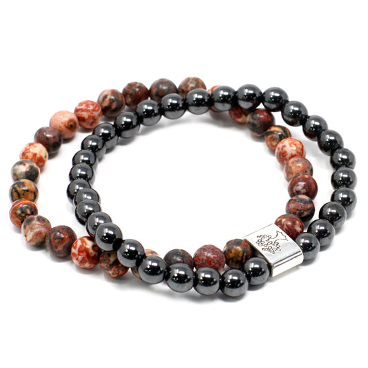 Magnetisches Edelsteinarmband - Leopardenhaut