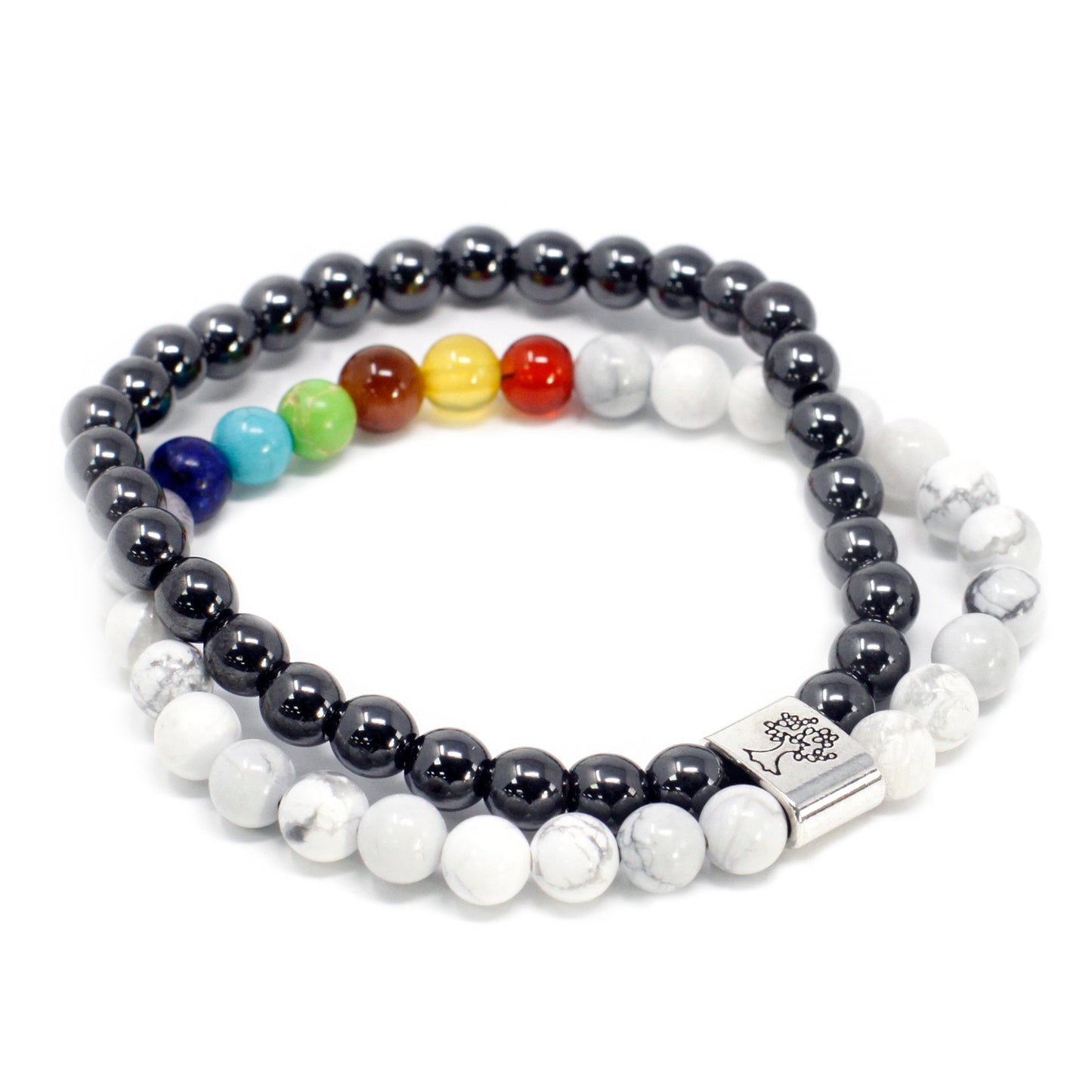 Magnetisches Edelsteinarmband - Weißes Howlith-Chakra