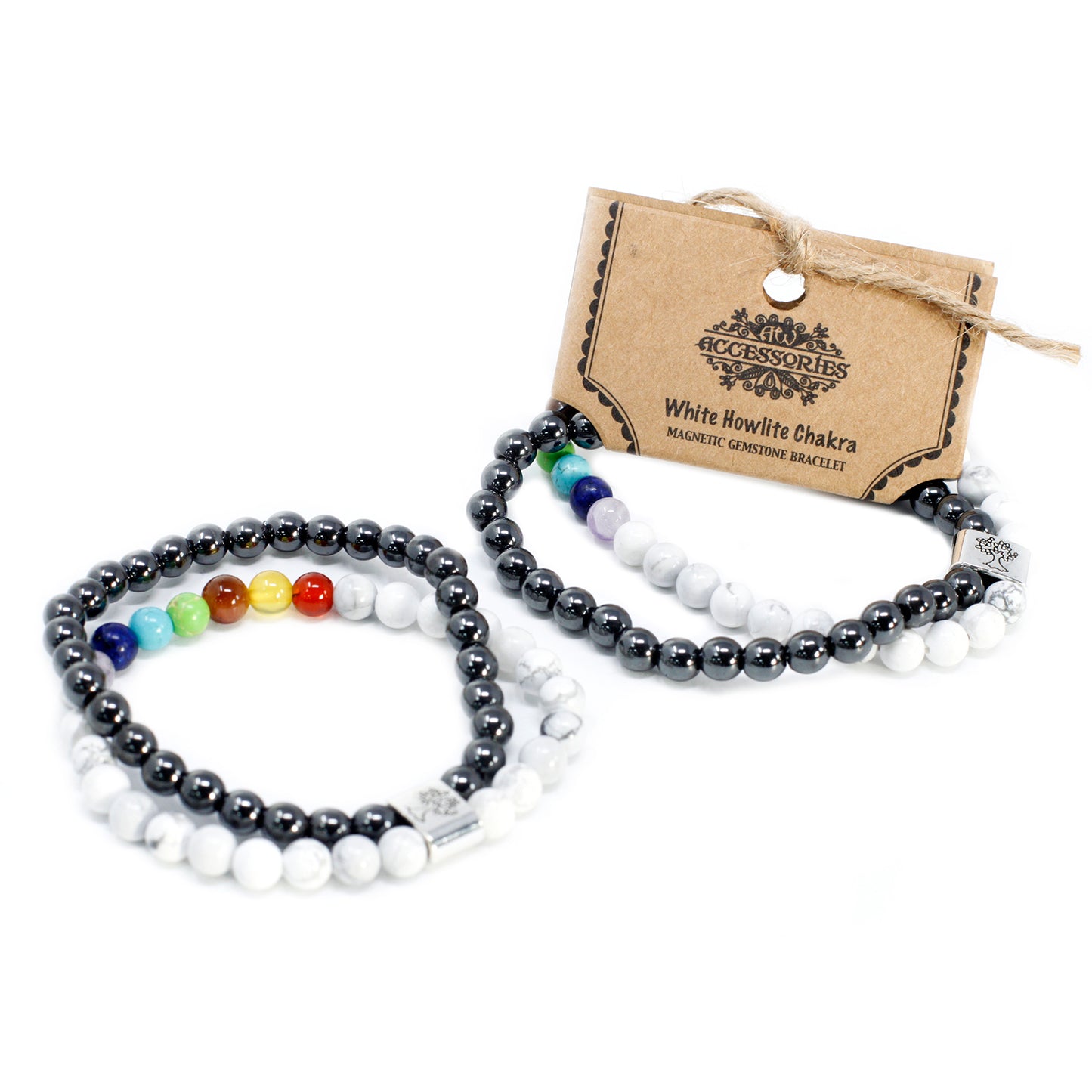 Magnetisches Edelsteinarmband - Weißes Howlith-Chakra