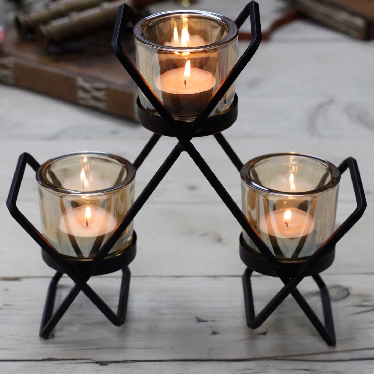 Chandelier en fer - Triangle - 3 tasses