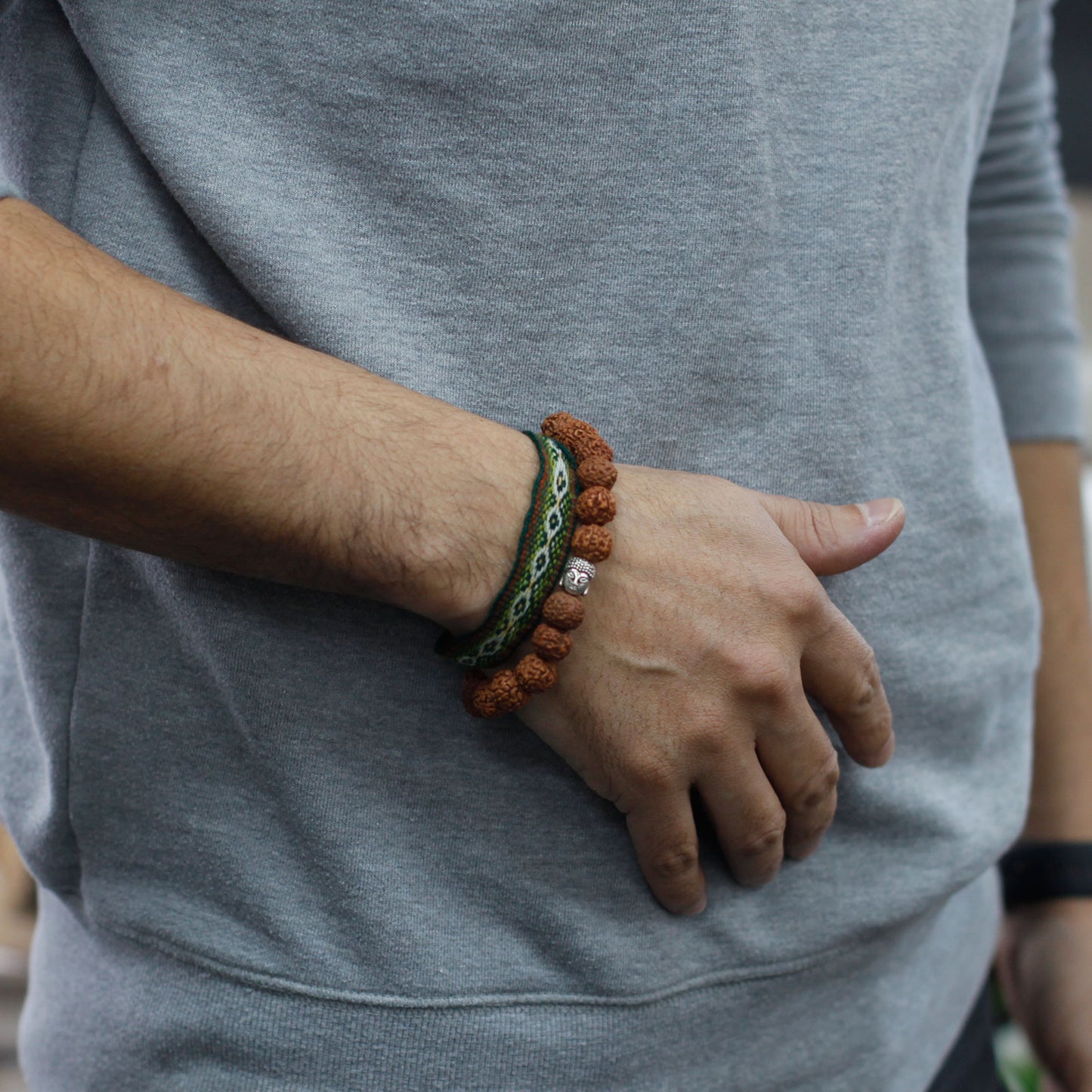 Rudraksha Buddha Japa Mala Armband - Braun