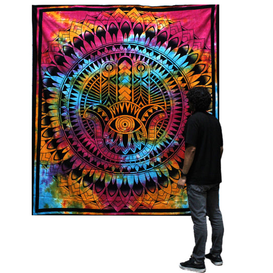 Doppelte Baumwollsteppdecke + Wandteppich - Hamsa